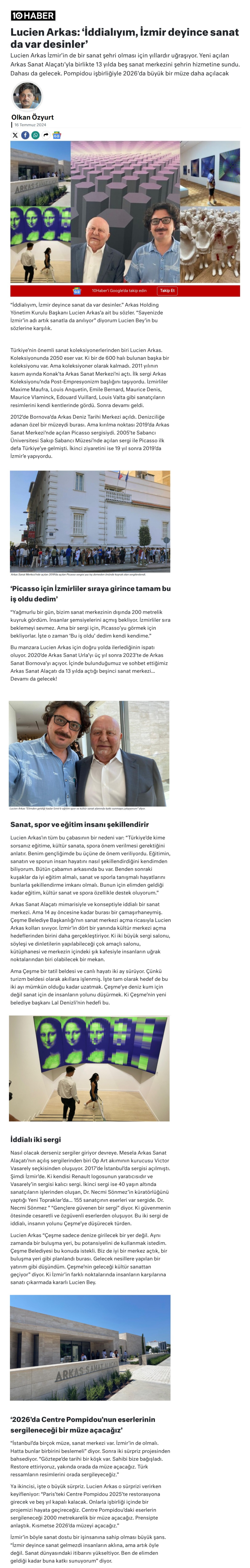 Lucien Arkas: İddialıyım, İzmir deyince sanat da var desinler 