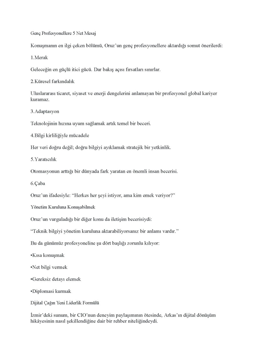 Hızsız Strateji, Stratejisiz Hız İşe Yaramaz: Arkas CIO’su Mert Oruz’dan Dijital Çağa Dair Beş Ders