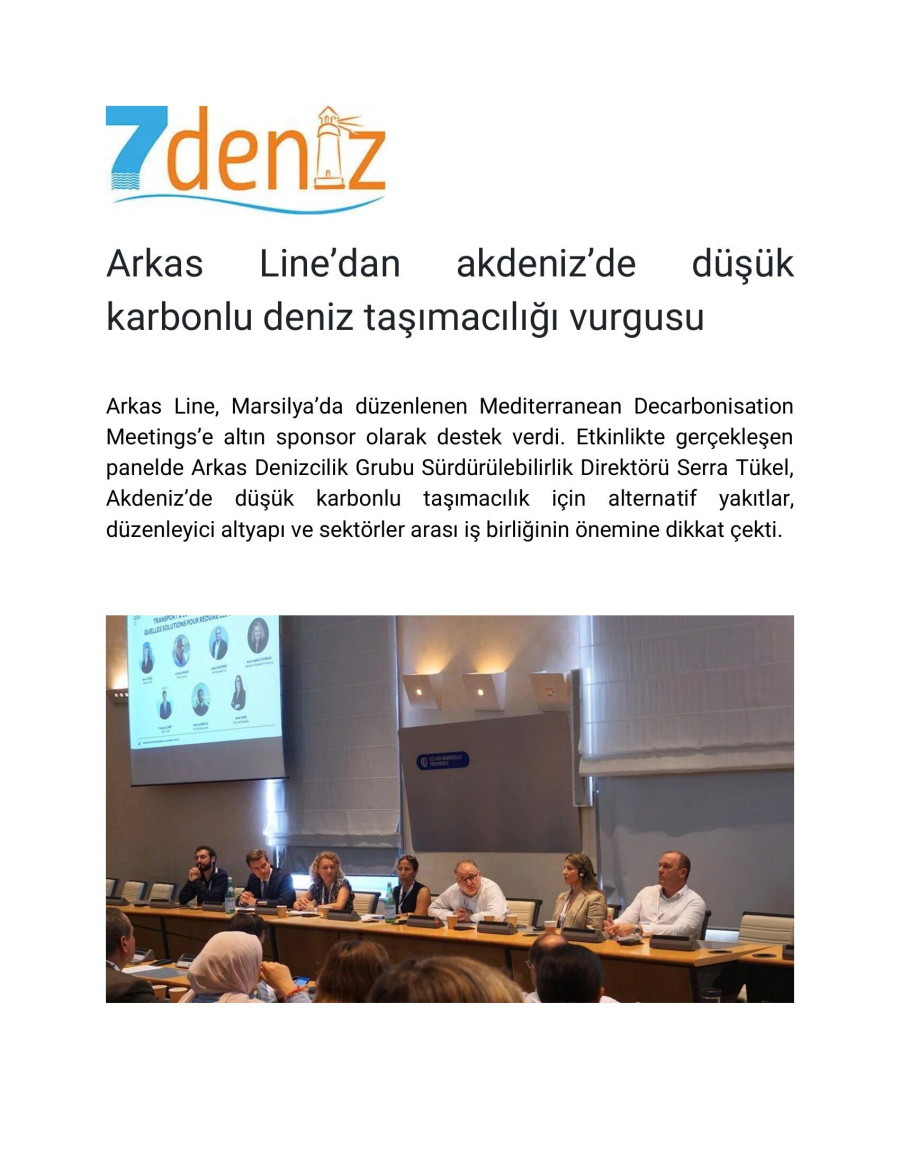 Arkas Line’dan akdeniz’de düşük karbonlu deniz taşımacılığı vurgusu 