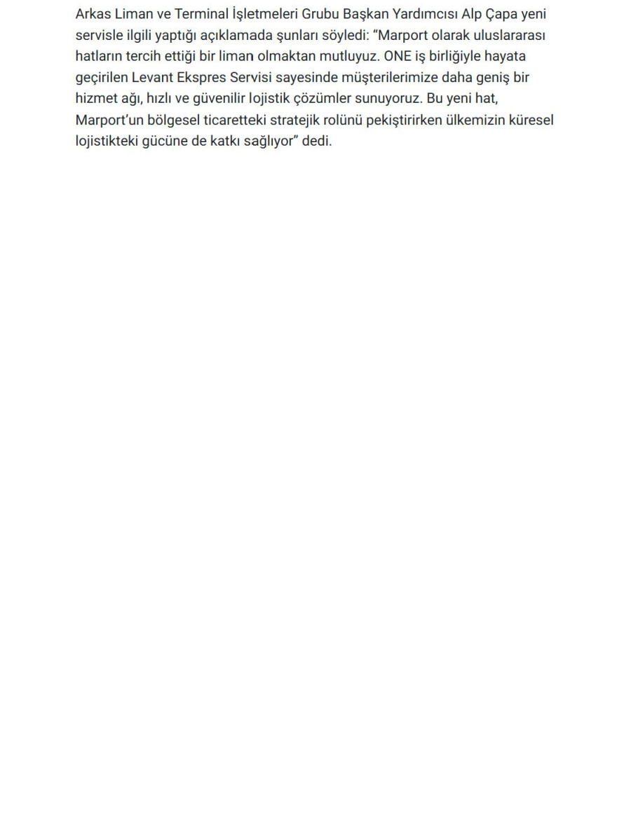 Marport, Hizmetlerini Yeni Servisle Güçlendiriyor