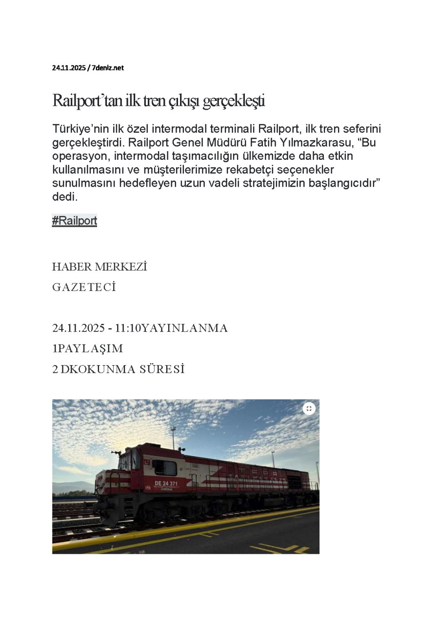 Railport’tan İlk Tren Çıkışı Gerçekleşti