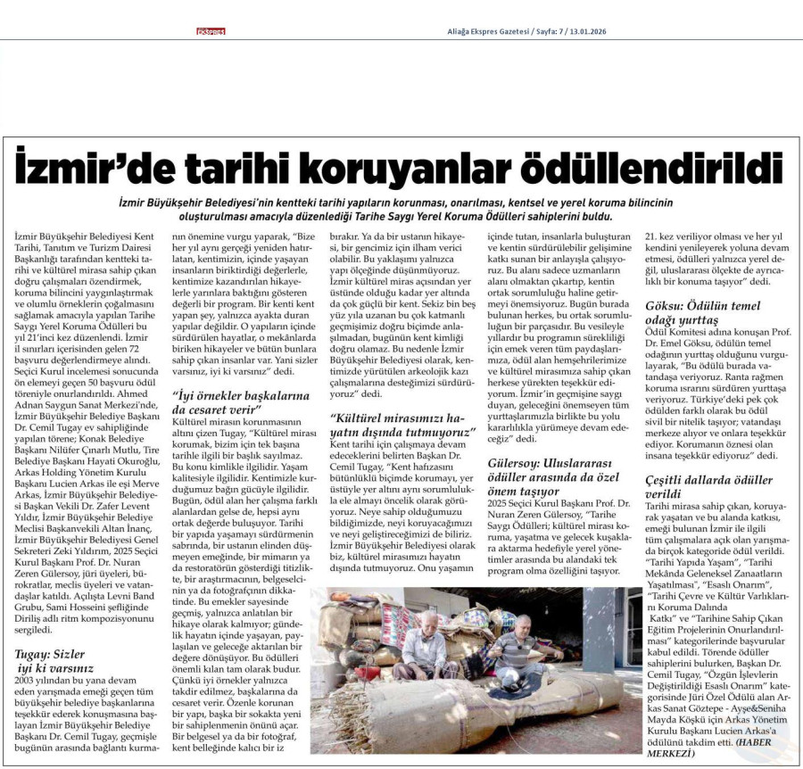 İzmir'de Tarihi Koruyanlar Ödüllendirildi