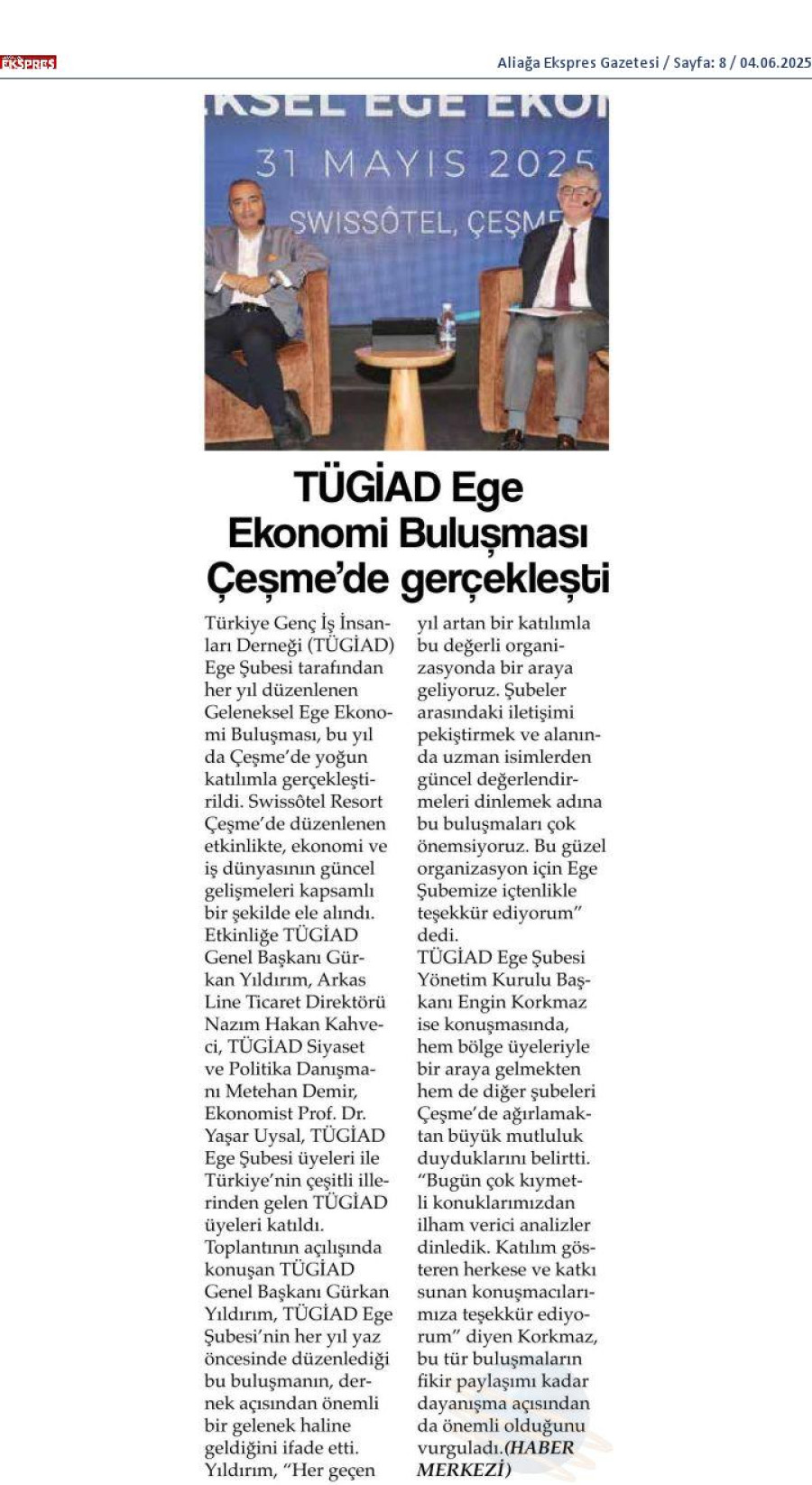 TÜGİAD Ege Ekonomi Buluşması Çeşme'de Gerçekleştirildi