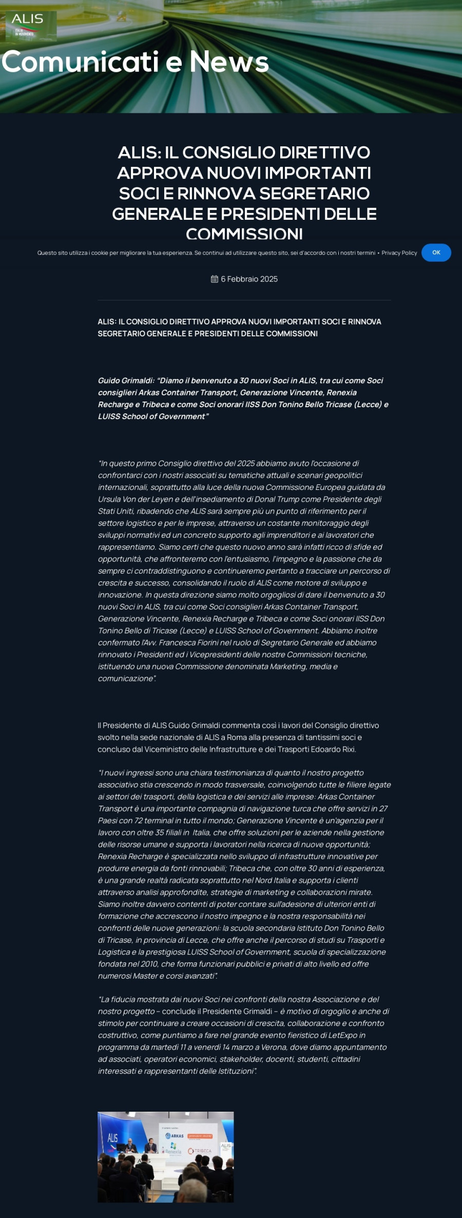 ALIS: IL CONSIGLIO DIRETTIVO APPROVA NUOVI IMPORTANTI SOCI E RINNOVA SEGRETARIO GENERALE E PRESIDENTI DELLE COMMISSIONI