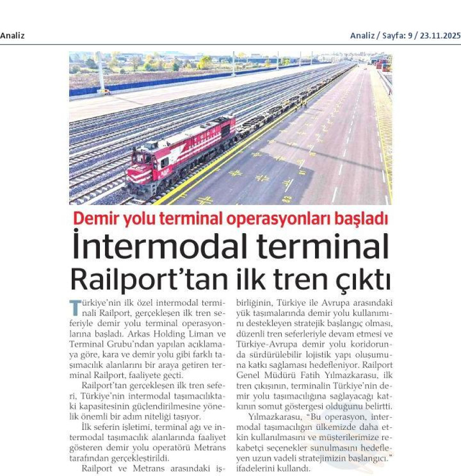 İntermodal Terminal Railport'tan İlk Tren Çıktı