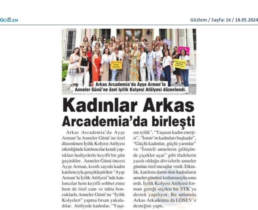 Kadınlar Arkas Arcademia'da birleşti