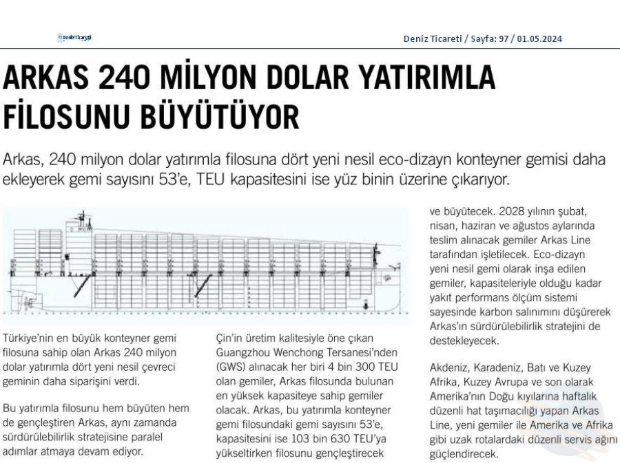 Arkas 240 milyon dolar yatırımla filosunu büyütüyor