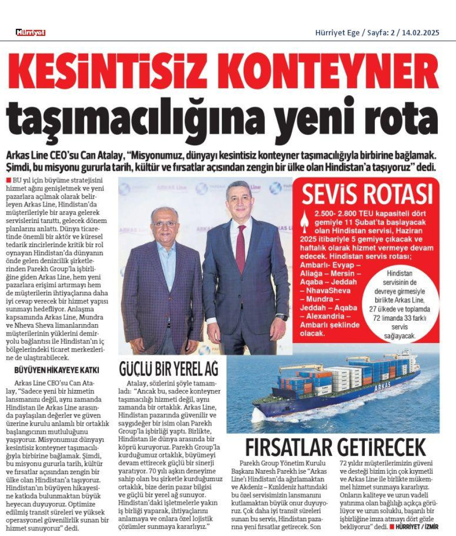 Kesintisiz konteyner taşımacılığına yeni rota