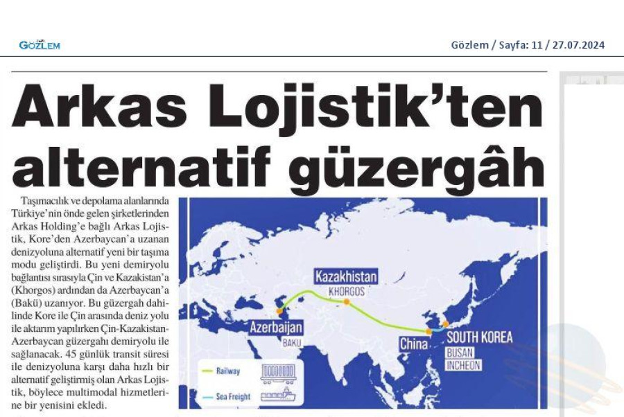 Arkas Lojistik'ten alternatif güzergah