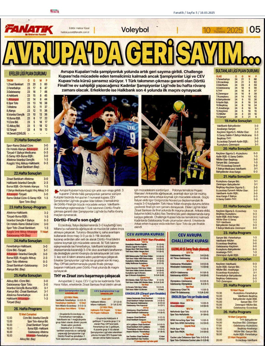 Avrupa'da geri sayım