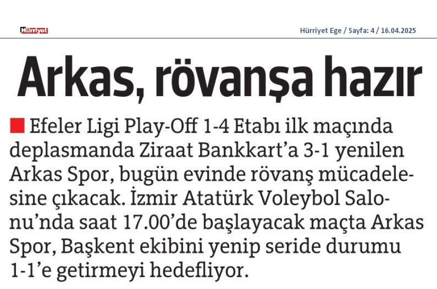 Arkas Rövanşa Hazır