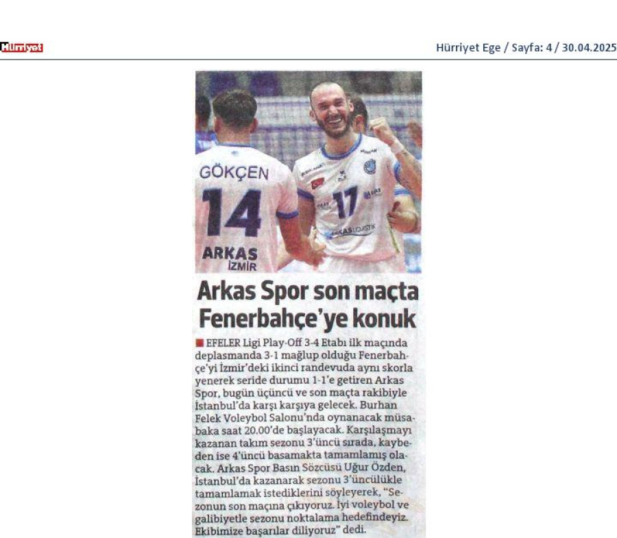 Arkas Spor Son Maçta Fenerbahçeye Konuk 