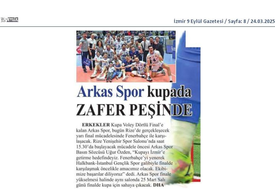 Arkas Spor kupada zafer peşinde