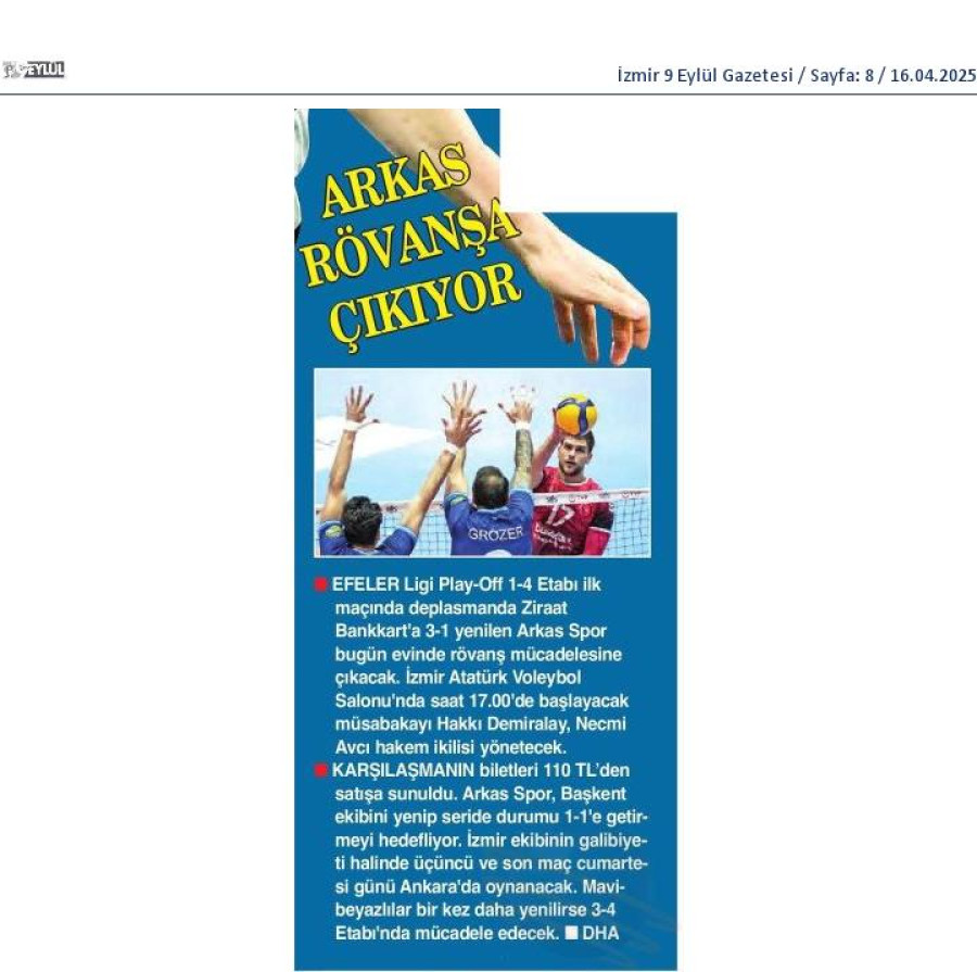 Arkas Rövanşa Çıkıyor