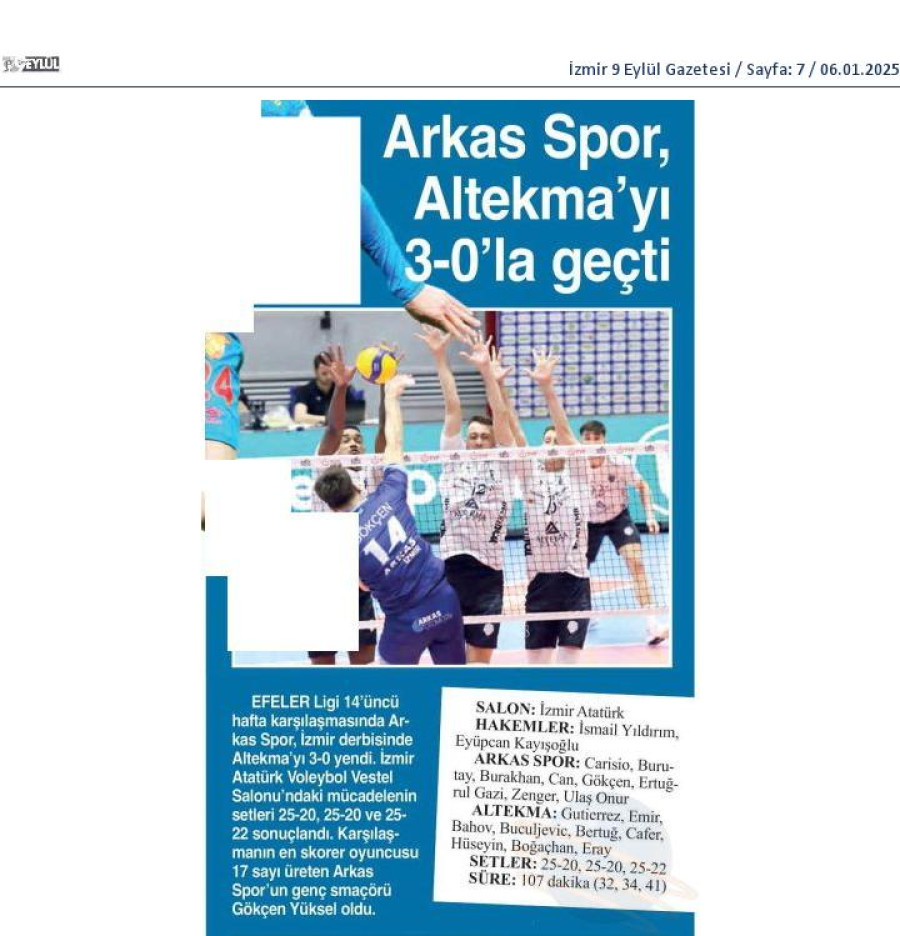 Arkas Spor, Altekma'yı 3-0'la geçti