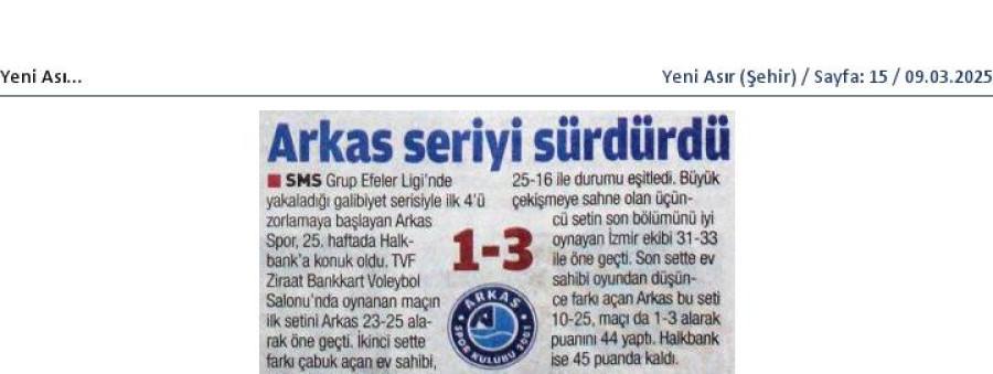 Arkas seriyi sürdürdü