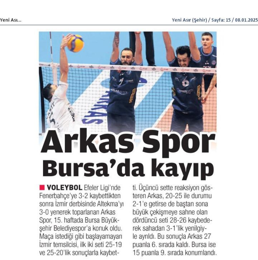 Arkas Spor Bursa'da kayıp
