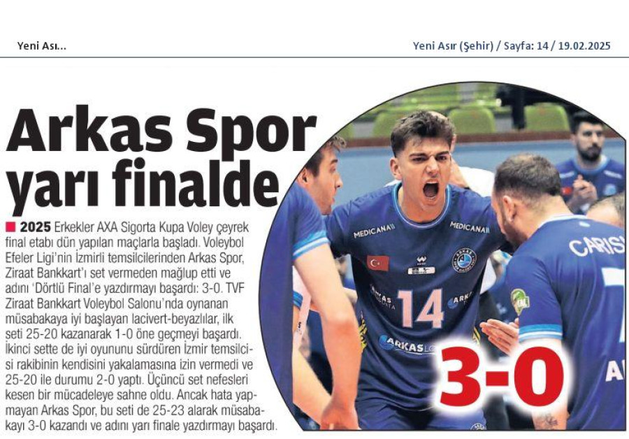 Arkas Spor yarı finalde 