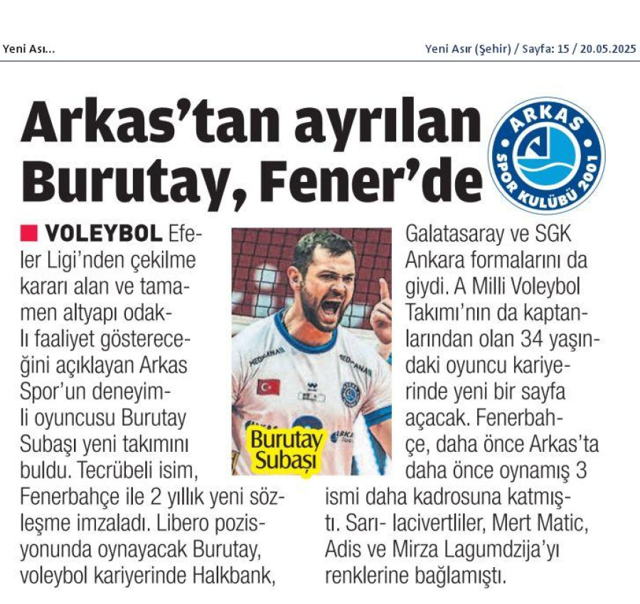 Arkas'tan Ayrılan Burutay Fener'de
