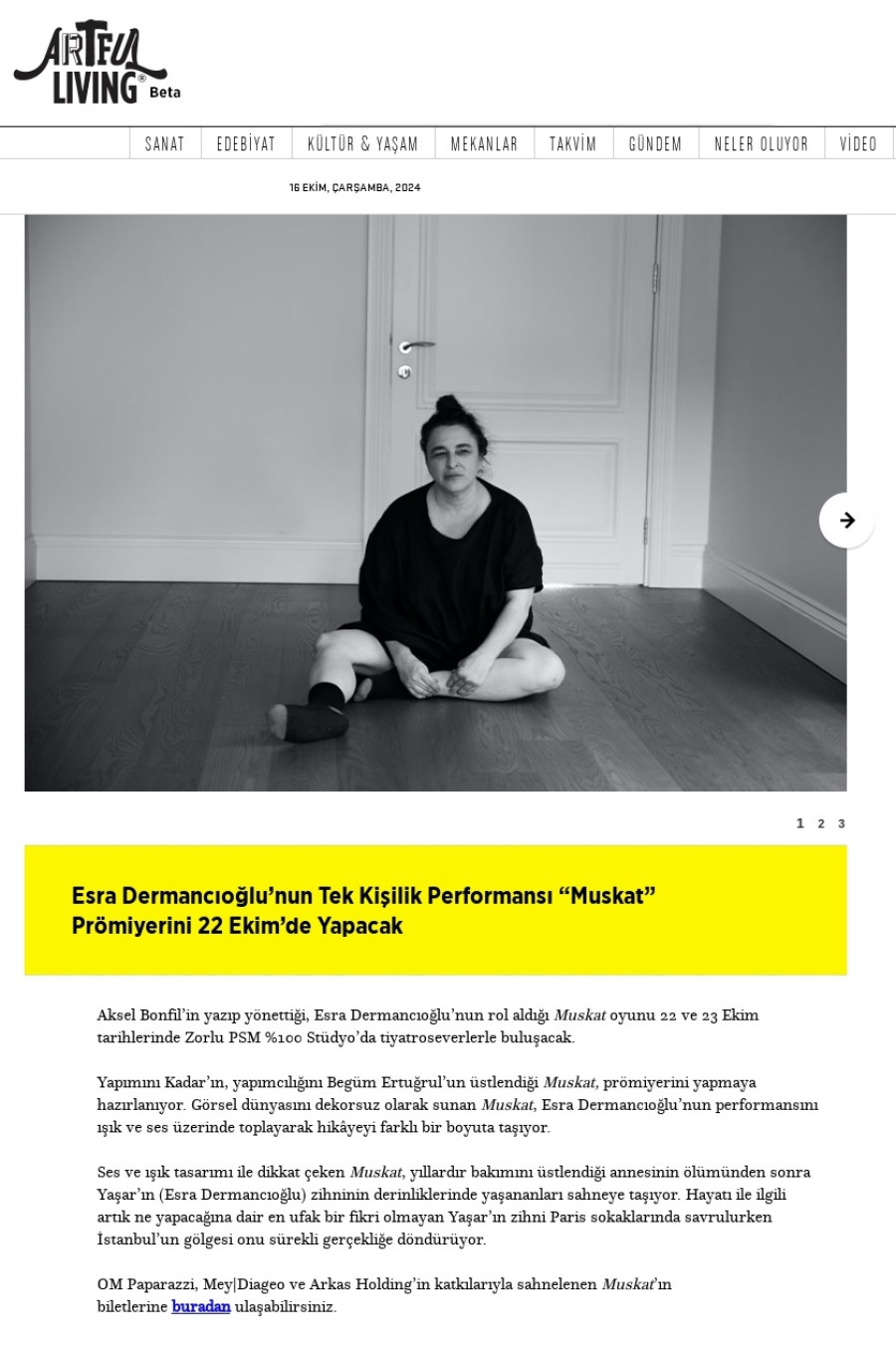 Esra Dermancıoğlu’nun Tek Kişilik Performansı “Muskat” Prömiyerini 22 Ekim’de Yapacak