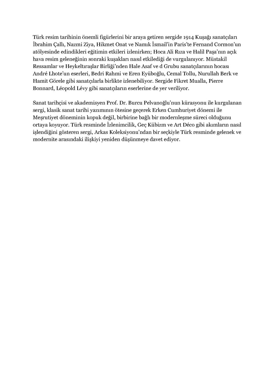 Türk Resminin Modernleşme Yolculuğu Arkas Sanat Merkezi’nde