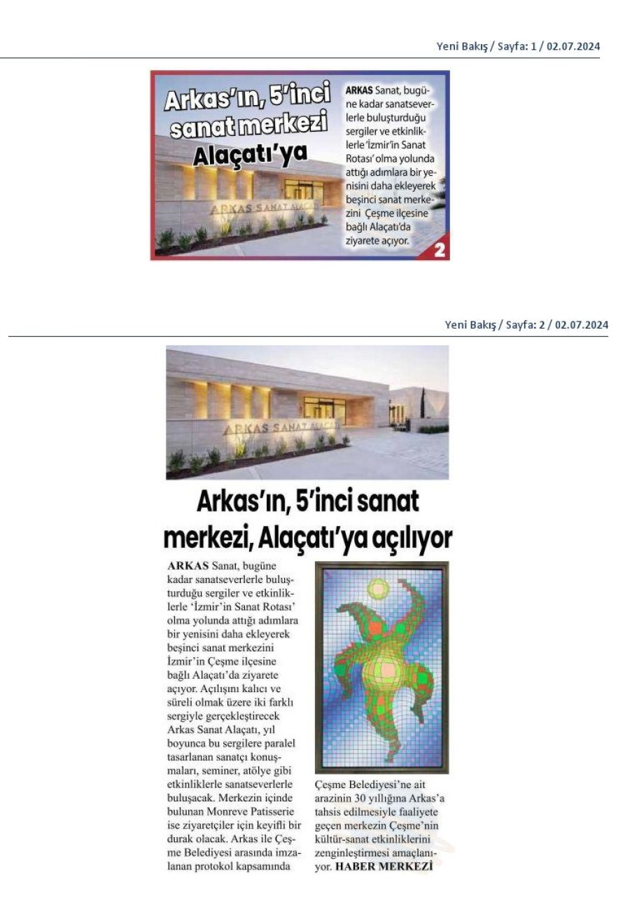 Arkas'ın 5'inci sanat merkezi Alaçatı'ya