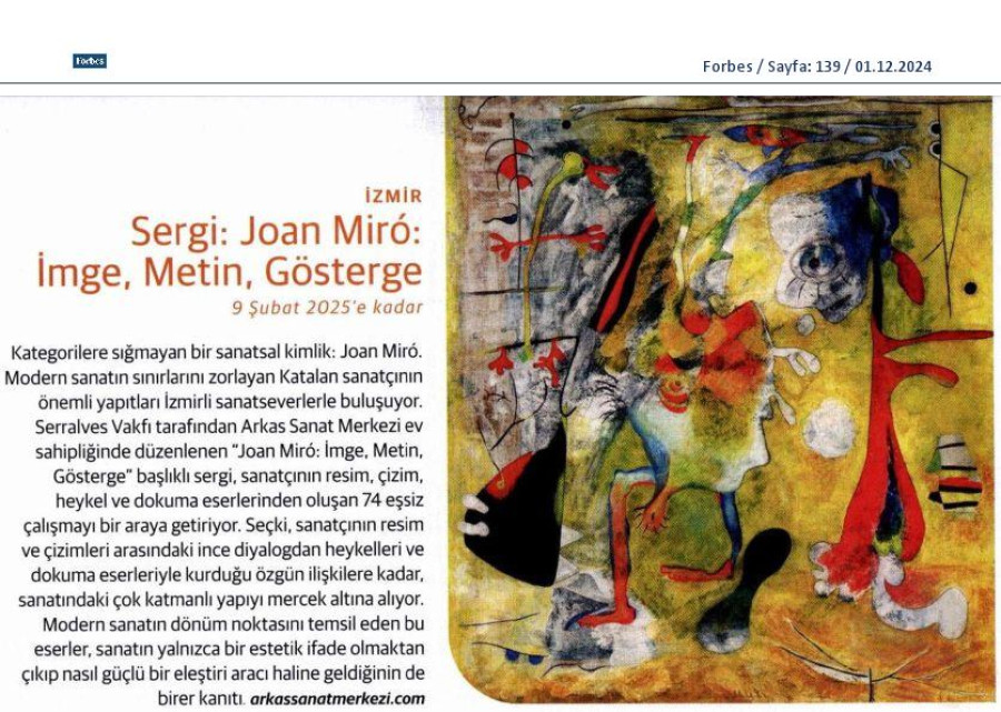 Sergi: Joan Miro: İmge, metin, gösterge