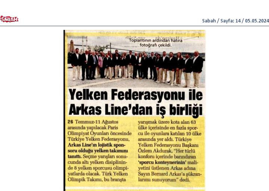 Yelken Federasyonu ile Arkas Line'dan İş Birliği 