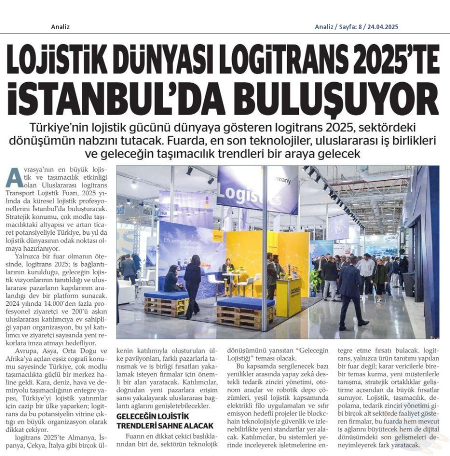 Lojistik Dünyası Logitrans 2025'te İstanbul'da Buluşuyor 