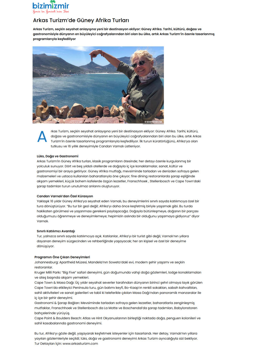 Arkas Turizm'de Güney Afrika Turları