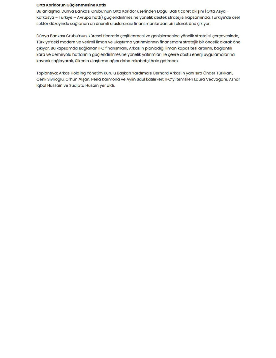 Arkas'a Sendikasyon Kredisi