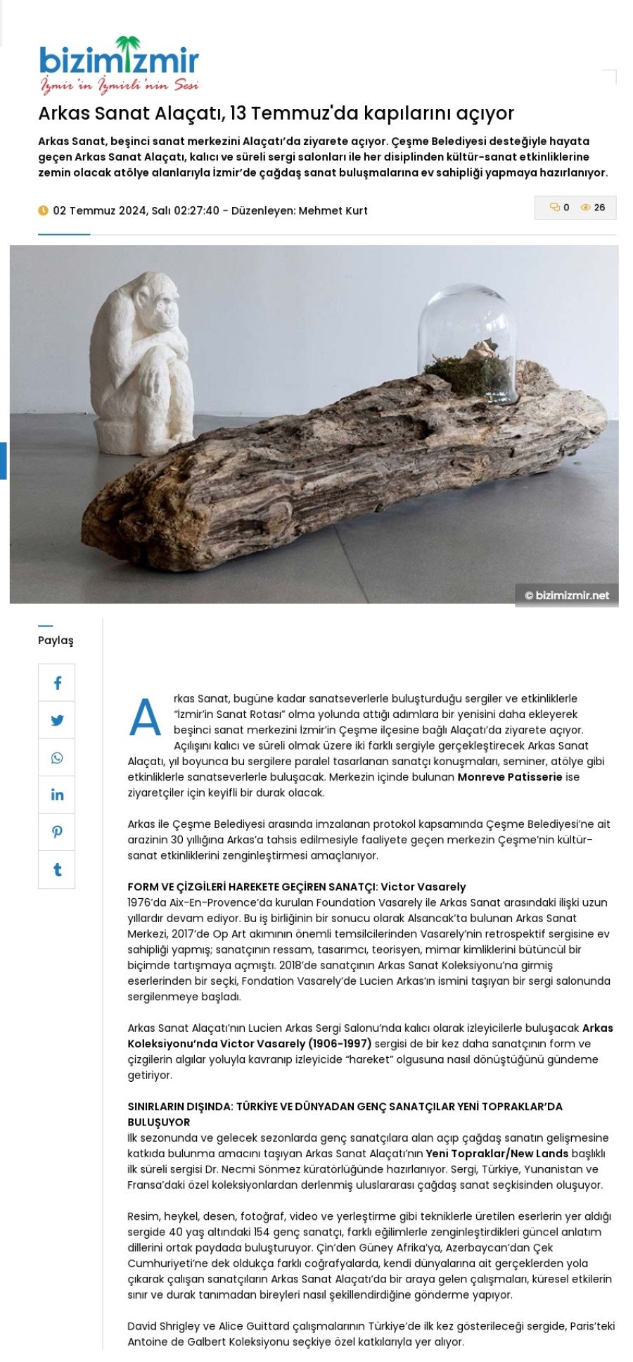 Arkas Sanat Alaçatı 13 Temmuz'da kapılarını açıyor