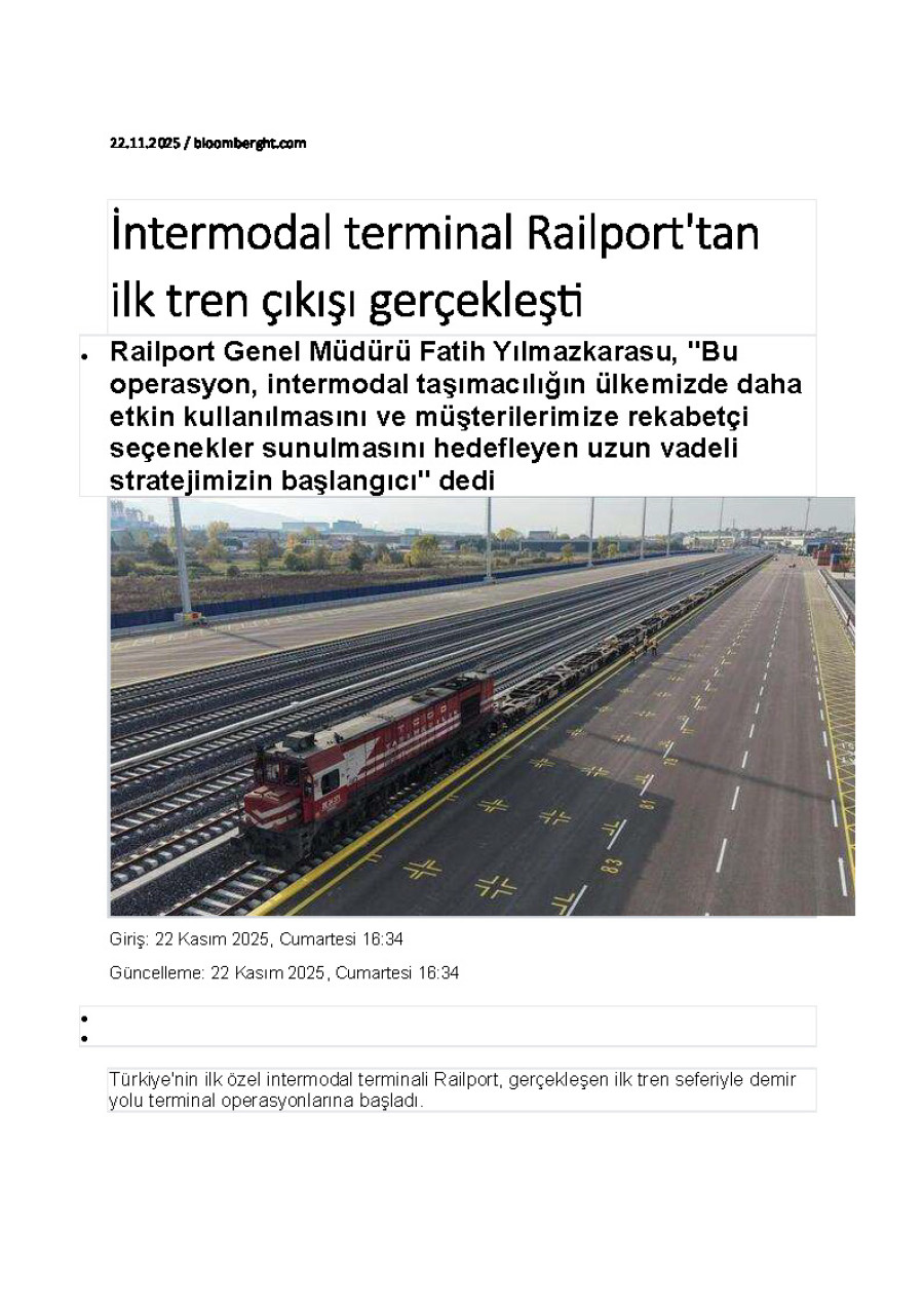 İntermodal Terminal Railport'tan İlk Tren Çıkışı Gerçekleşti