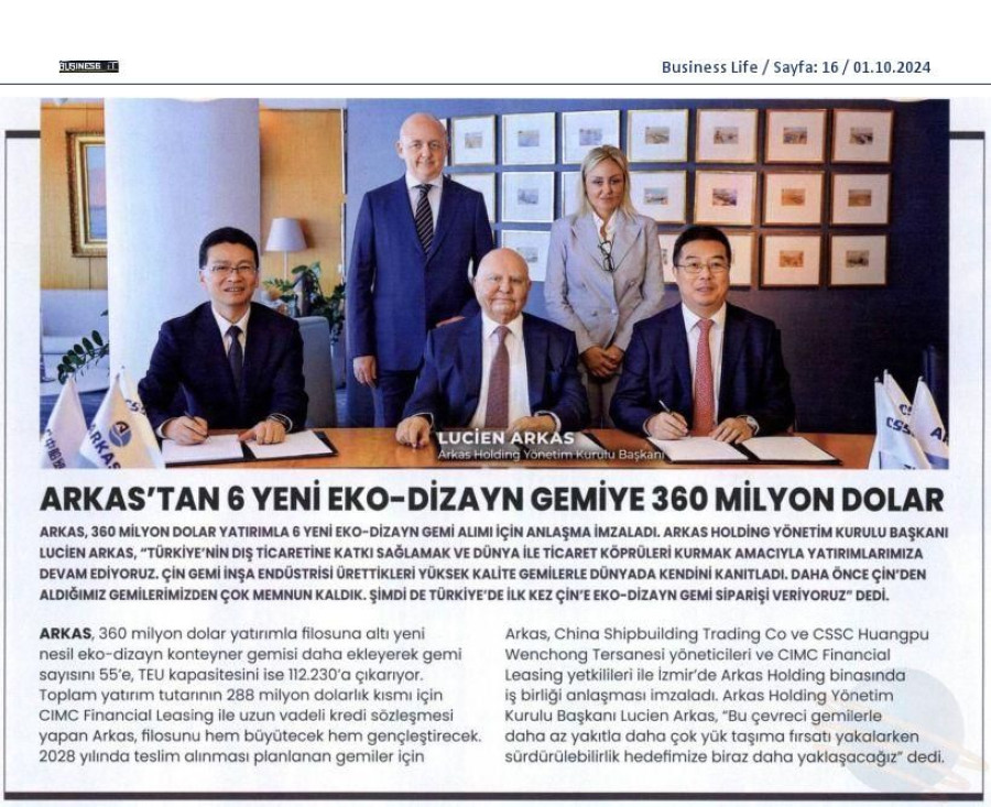 Arkas'tan 6 Yeni Eko- Dizayn Gemiye 360  Milyon Dolar 