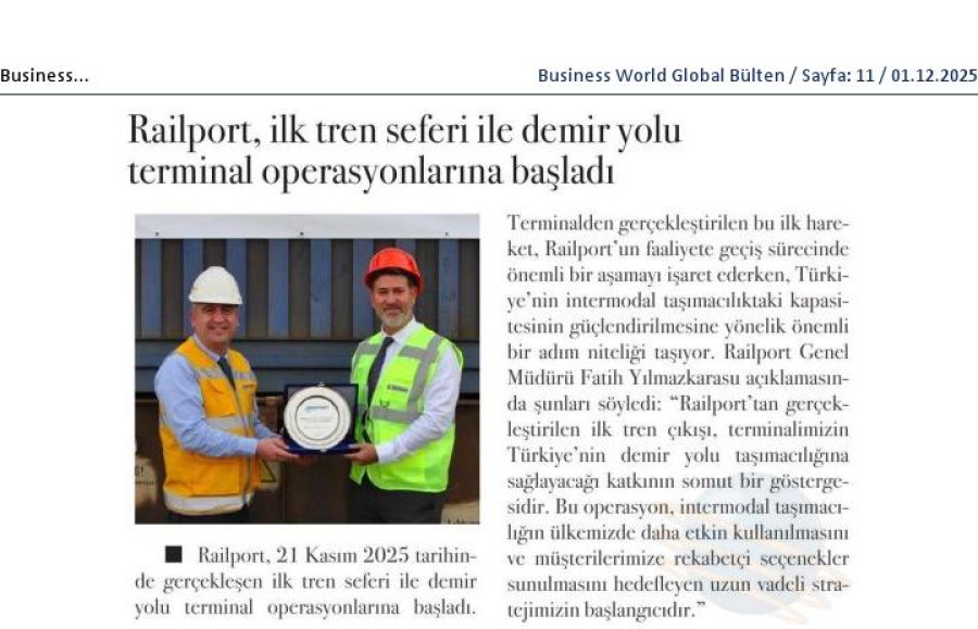 Railport, İlk Tren Seferi İle Demiryolu Terminal Operasyonlarına Başladı