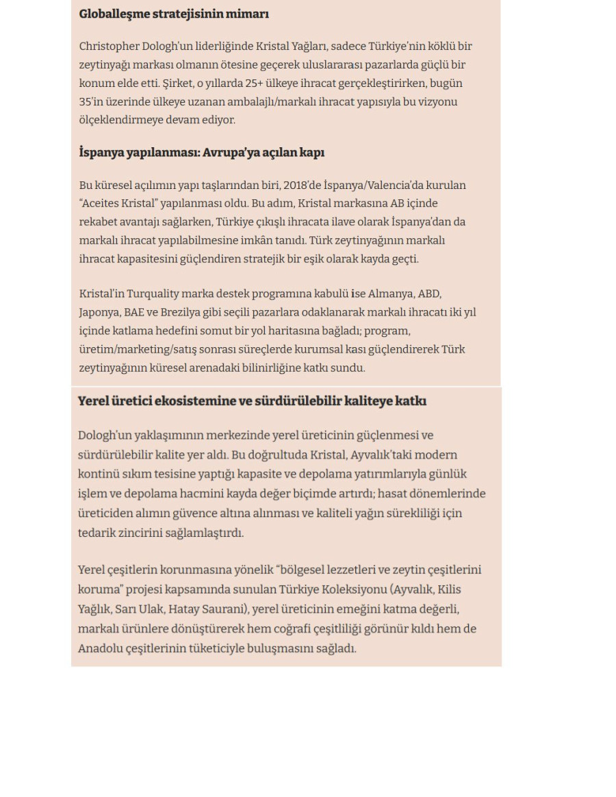 Kristal Yağları CEO’su Christopher Dologh Yaşamını Yitirdi