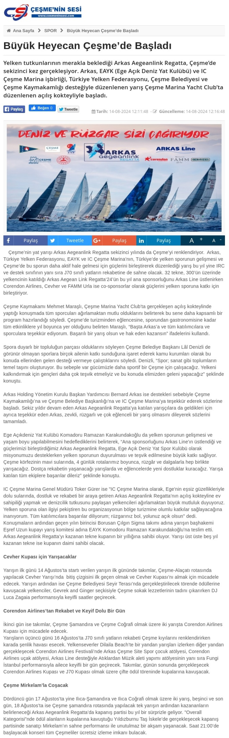 Büyük heyecan Çeşme'de başladı