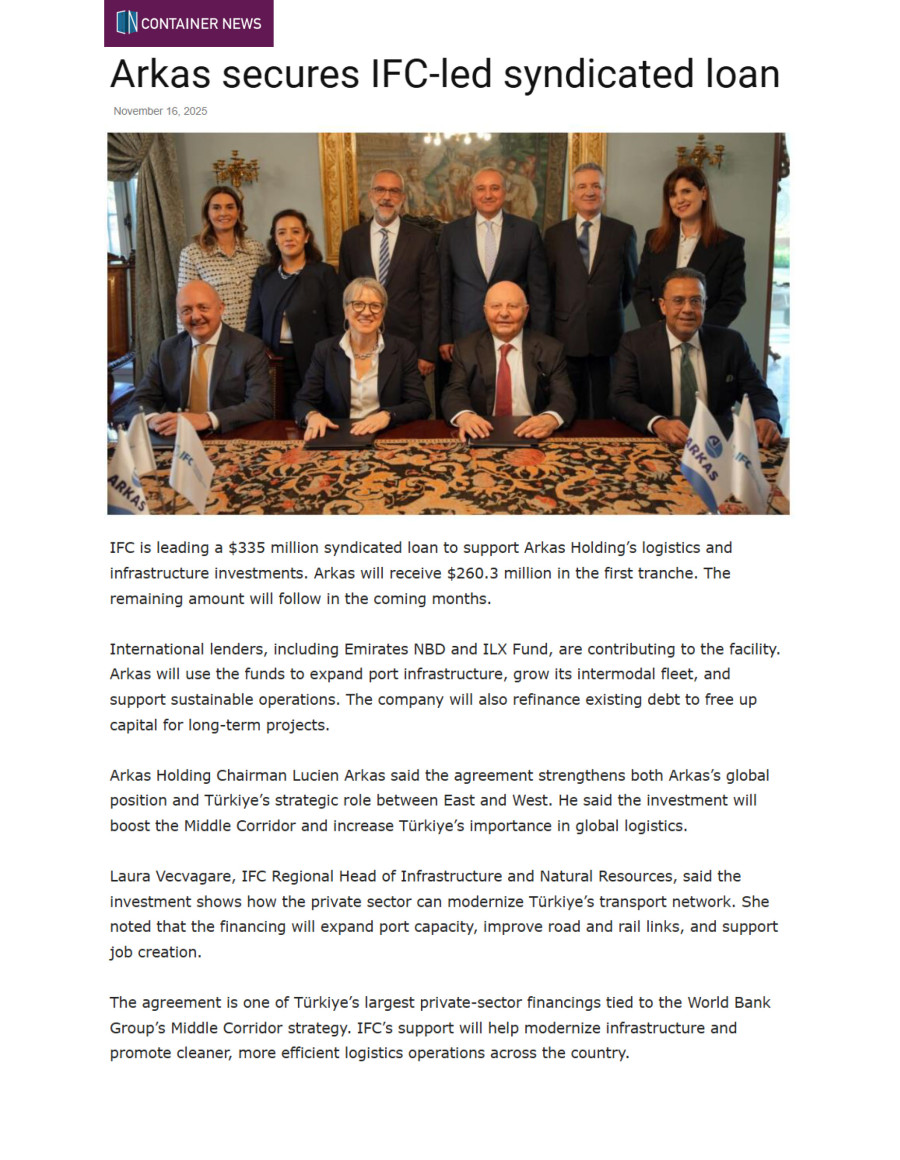 Arkas Secures IFC-Led Syndicated Loan