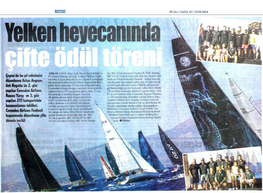 Yelken heyecanında çifte ödül töreni