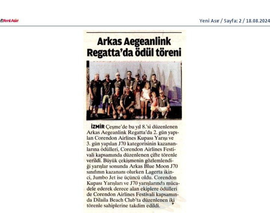 Arkas Aegeanlink Regatta'da ödül töreni