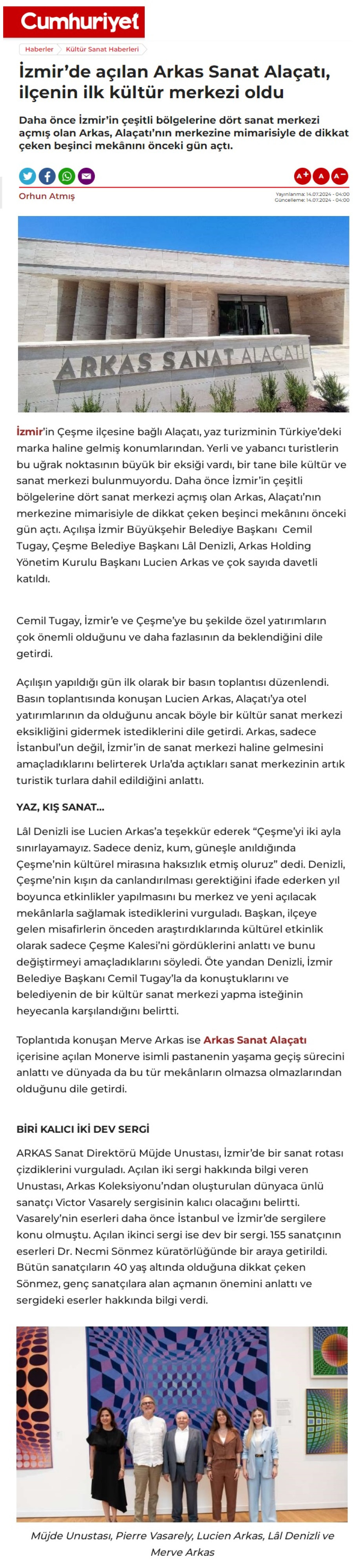 İzmir’de açılan Arkas Sanat Alaçatı, ilçenin ilk kültür merkezi oldu