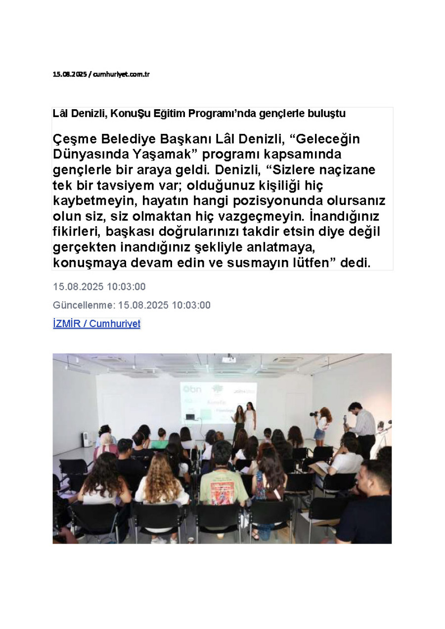 Lâl Denizli, KonuŞu Eğitim Programı’nda Gençlerle Buluştu