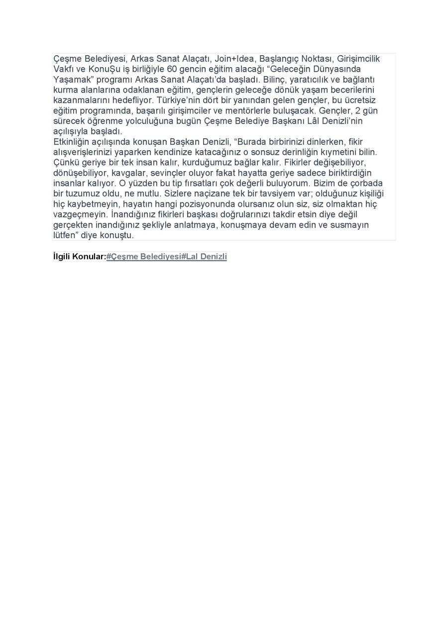 Lâl Denizli, KonuŞu Eğitim Programı’nda Gençlerle Buluştu