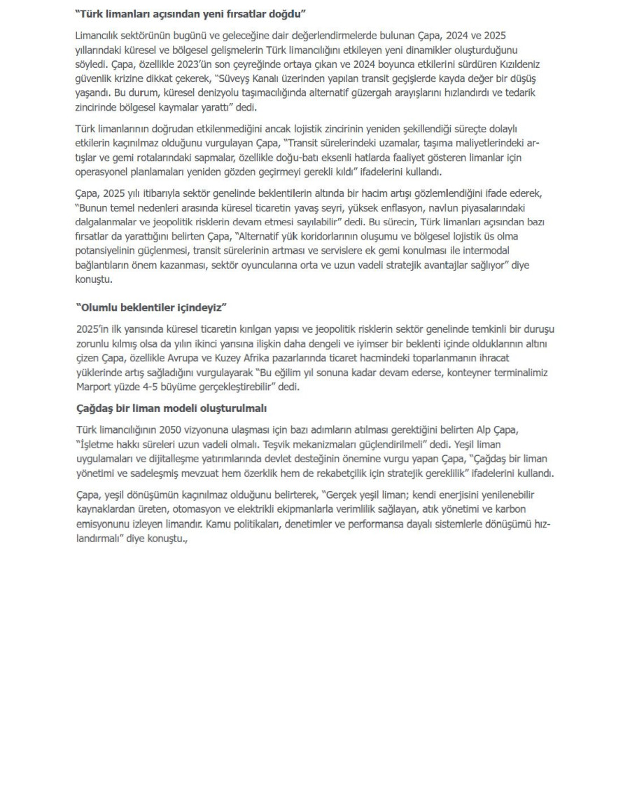 Marport, Yatırımlarıyla Yeşil Limancılığa Odaklandı