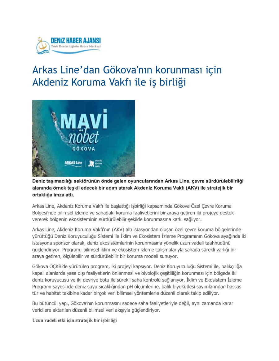 Arkas Line'dan Gökova'nın Korunması İçin İş Birliği