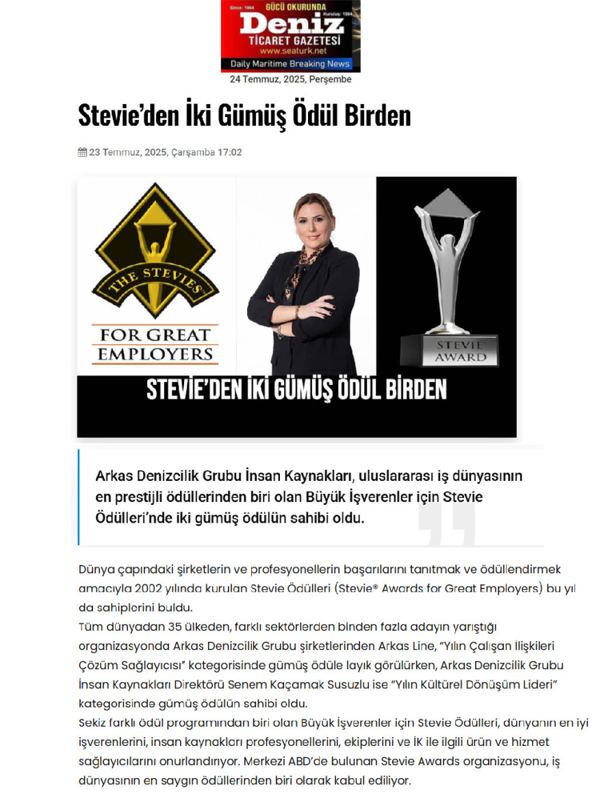 Stevie’den İki Gümüş Ödül Birden