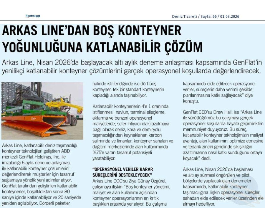 Arkas Line'dan Boş Konteyner Yoğunluğuna Katlanabilir Çözüm