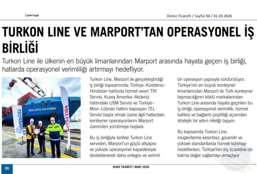 Turkon Line ve Marport'tan Operasyonel İş Birliği