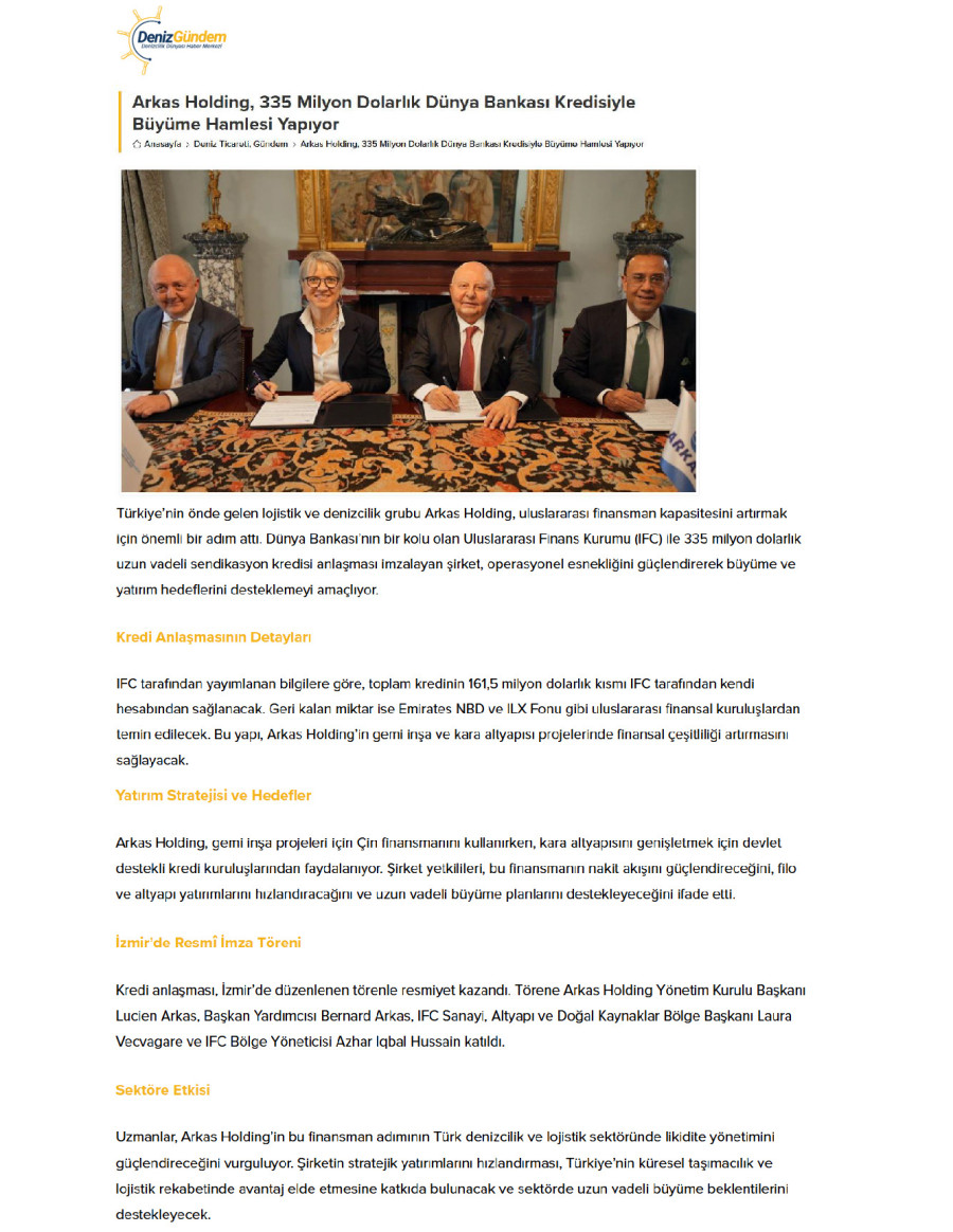 Arkas Holding, 335 Milyon Dolarlık Dünya Bankası Kredisiyle Büyüme Hamlesi Yapıyor