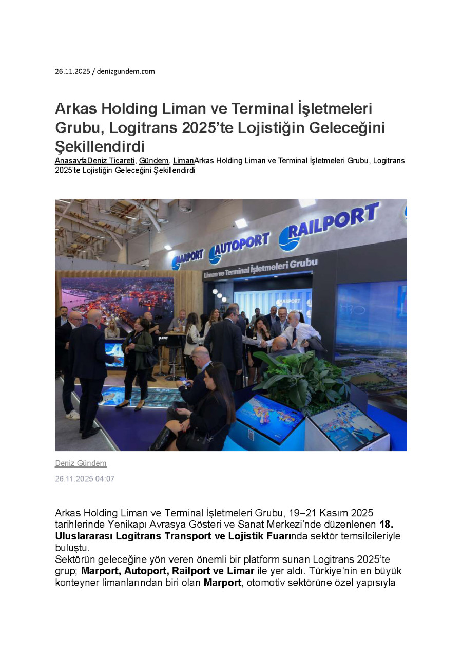 Arkas Holding Liman ve Terminal İşletmeleri Grubu, Logitrans 2025’te Lojistiğin Geleceğini Şekillendirdi
